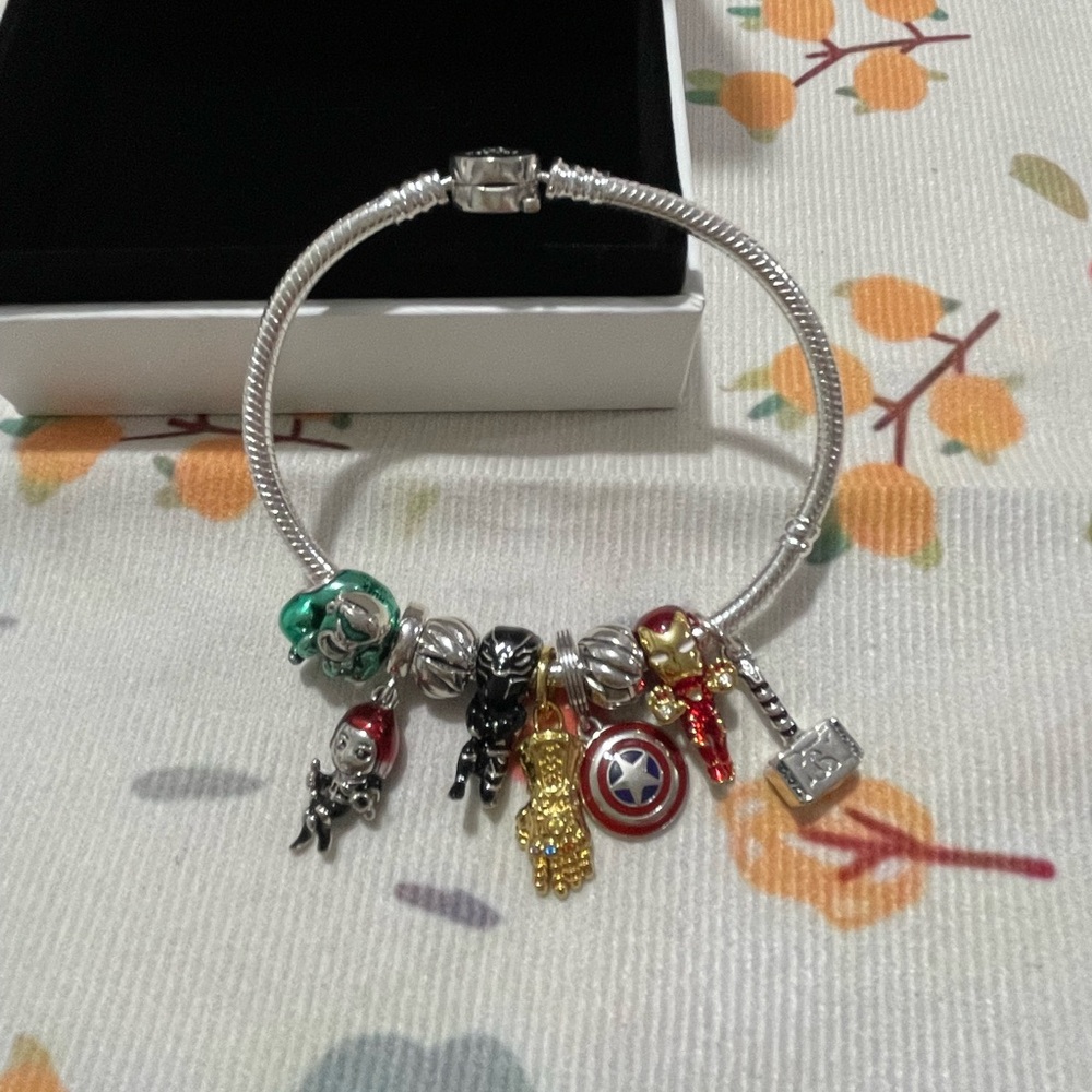 Pandora Silver Bracelet with Multicolor Superhero Charms